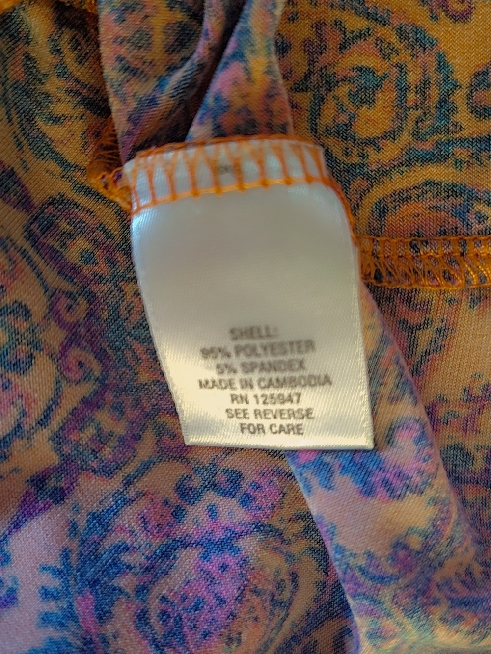 Sleeveless V-Neck Paisley Print Women's Top in Orange and Purple - Picture 7 of 8